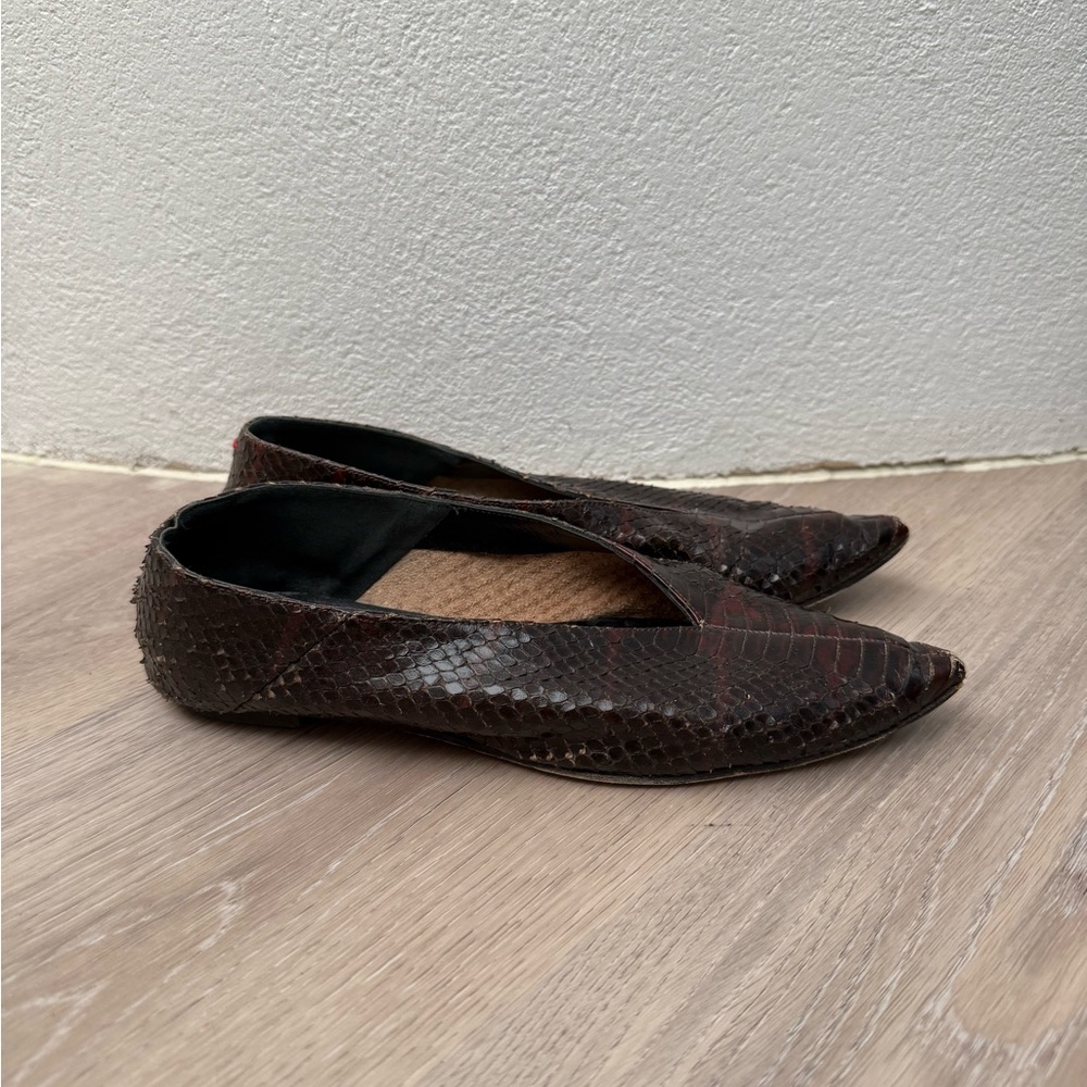 Aeyde Brown Snake printed Women's Flats - sz 37.5